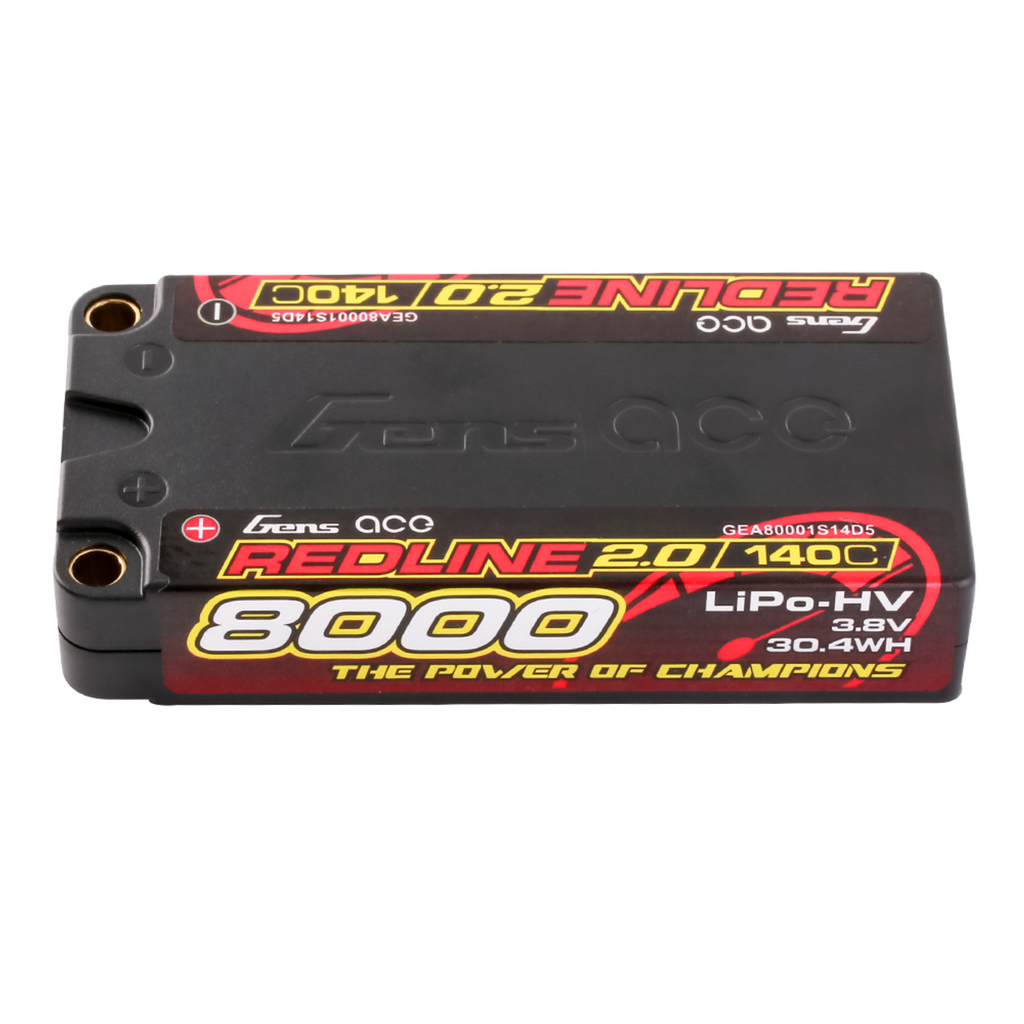 Gens Ace Redline 8000mAh 3.8V 140C 1S HardCase HV Lipo RC Car Battery For 1:8