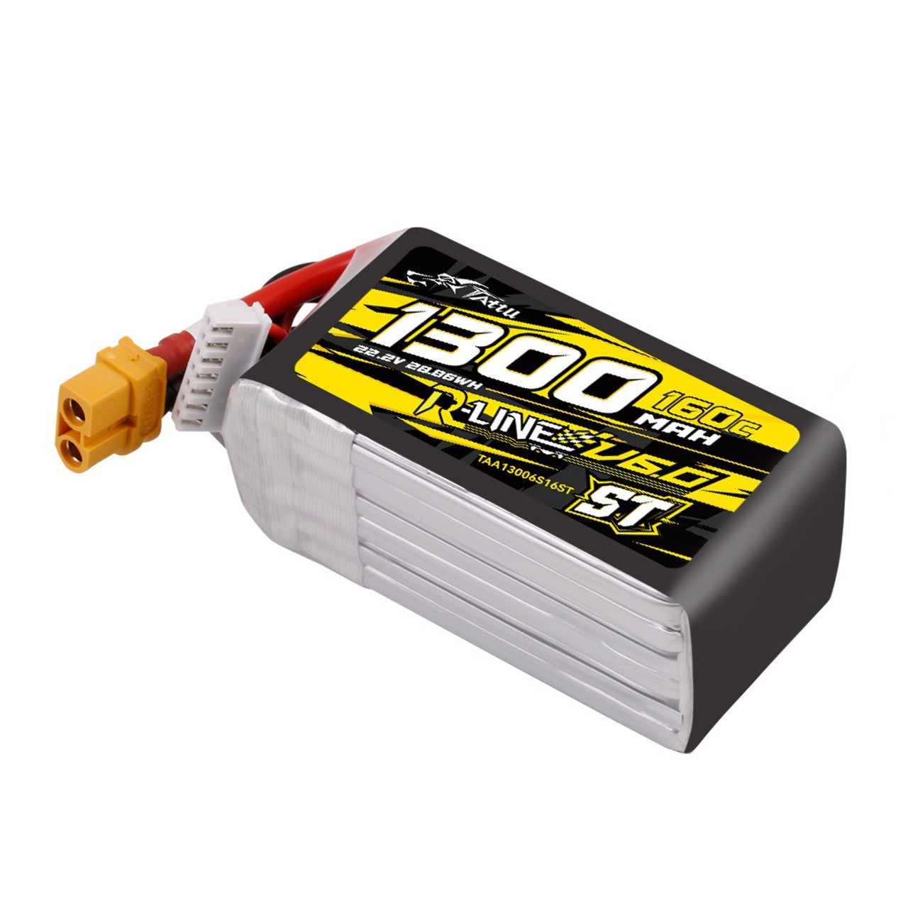 Tattu 1300mAh 6S 160C 22.2V R-Line Version 6.0 ST Lipo Battery Pack With XT60