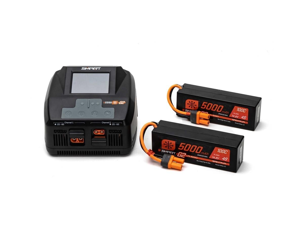 Spektrum RC Smart G2 PowerStage 8S Bundle w/ Two 4S Smart LiPo Batteries 5000mAh