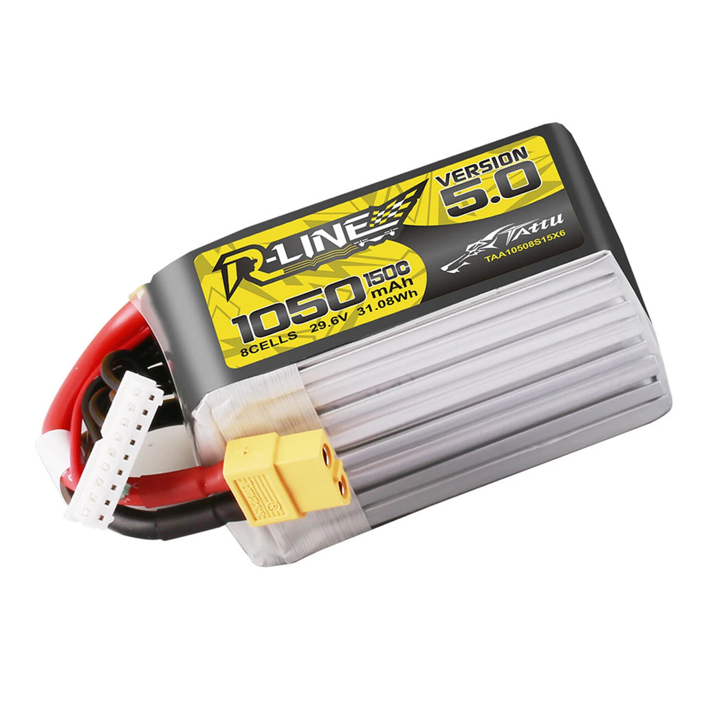 2x Tattu R-Line Version 5.0 1050mAh 8S 150C 29.6V Lipo Battery Pack With XT60