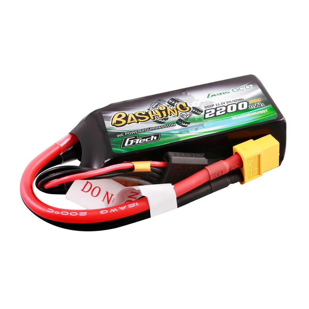 GensAce Bashing 2200mAh 11.1V 35C G-Tech 3S Lipo Battery XT60 For RC Crawler