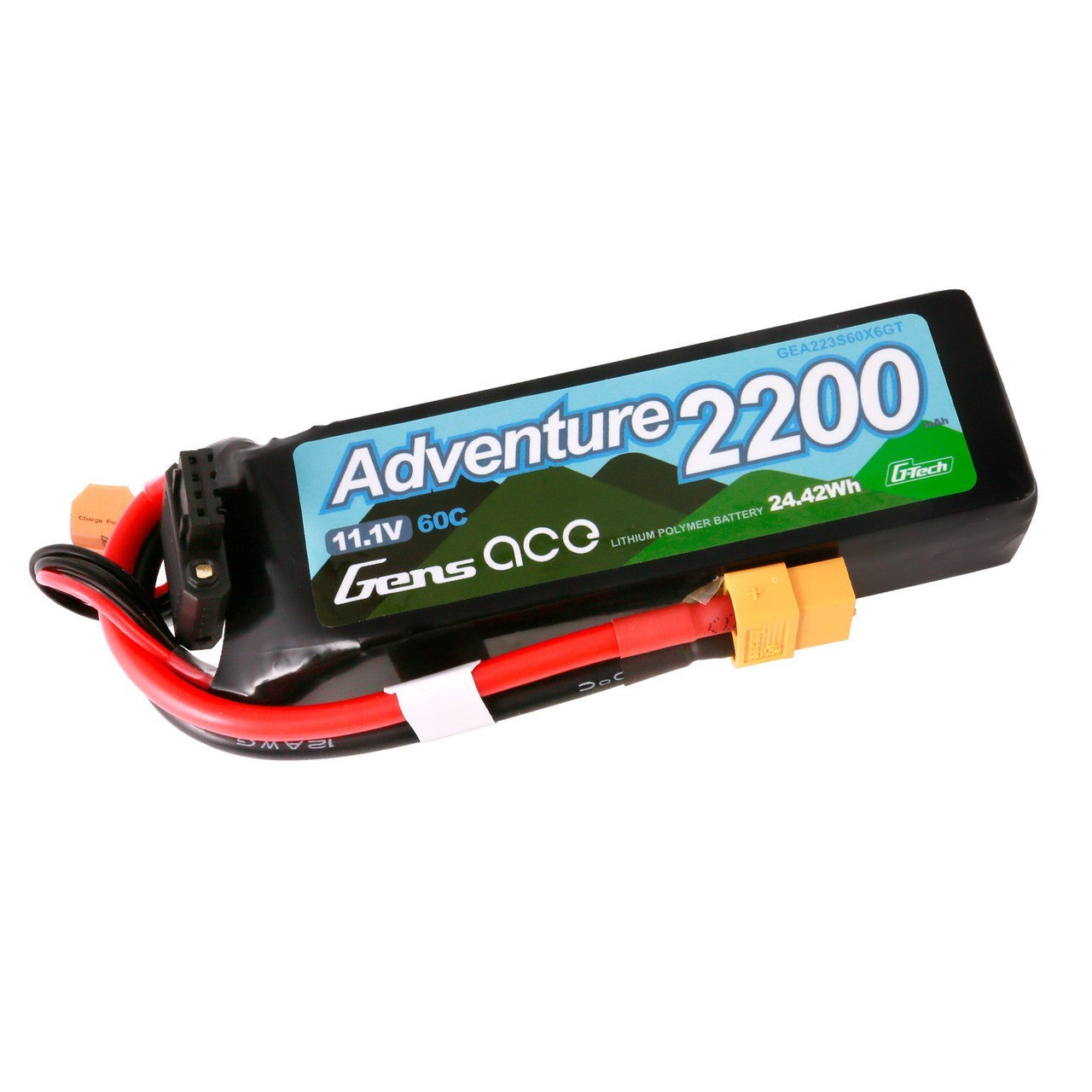 2x Gens Ace 2200mAh 3S 60C 11.1V G-Tech Adventure Lipo Battery Pack w/ XT60 Plug