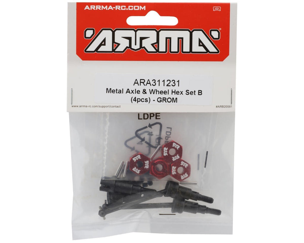 Arrma Mojave Grom / BLX Metal Axle & Wheel Hex Set B (4) ARA311231 311231