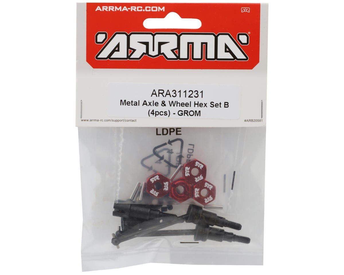 Arrma Mojave Grom / BLX Metal Axle & Wheel Hex Set B (4) ARA311231 311231