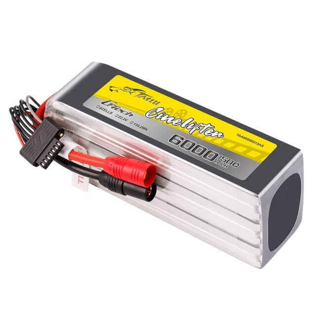 Tattu GTech 6000mAh 6S 22.2v 150C Lipo Battery Pack w/ AS150 Plug Cinelifter X8