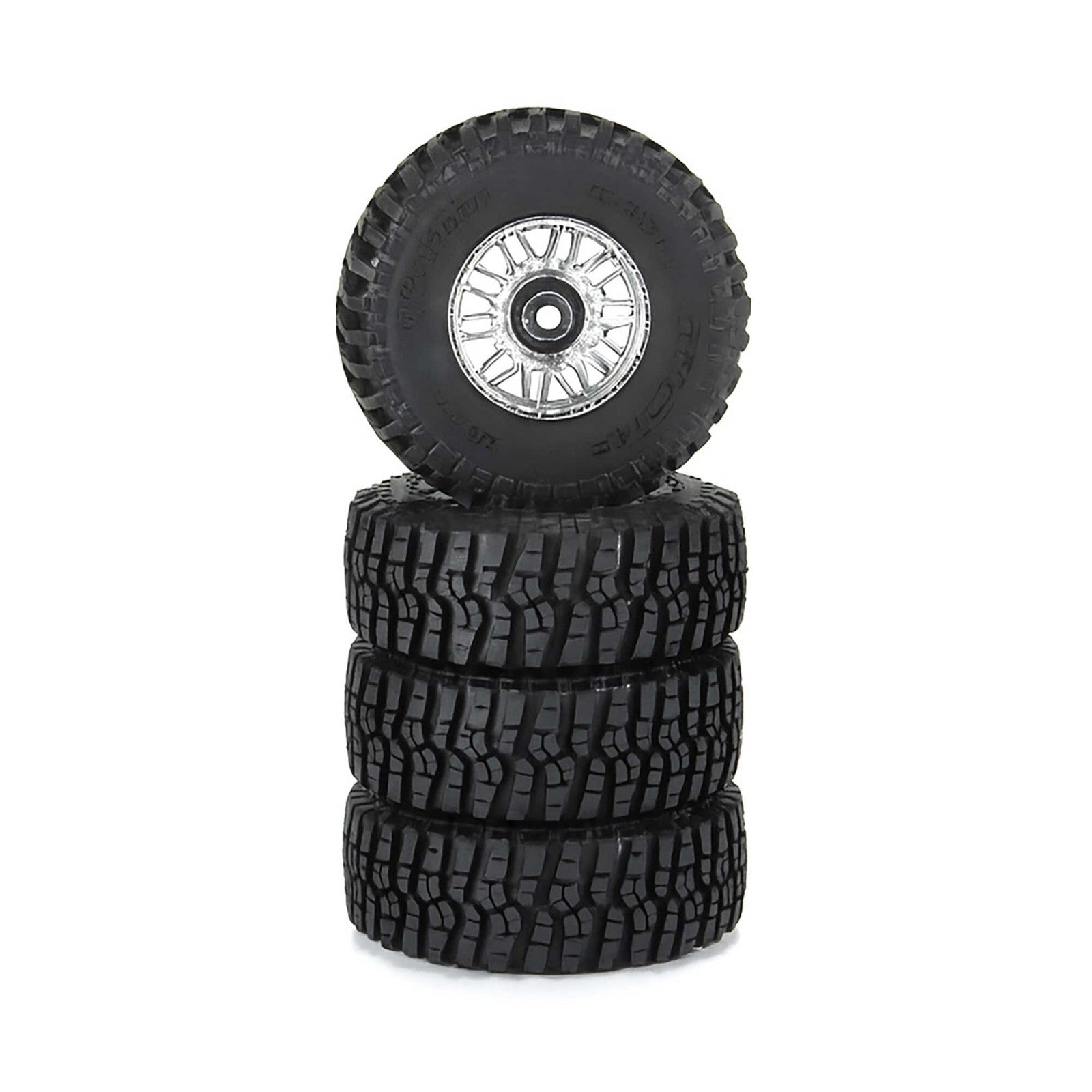 Flat Iron Front/Rear Tires Mounted 12mm Hex Chrome Diablo (4): TYPHON GROM