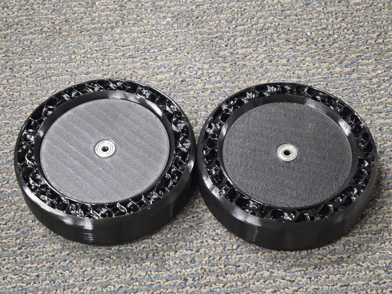 3D Printed No Bounce Upgrade Wheels/Tires Super Timber w/ Ball Bearings 5" Black