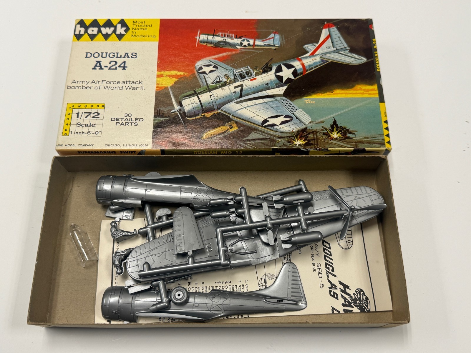 Vintage Hawk 1/72 Scale Douglas A-24 A24 Plastic Model Airplane Kit 612-50