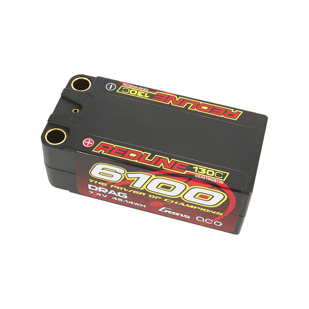 2x Gens Ace Redline Drag Racing 2s 7.4v 6100mAh 130C 500A Burst Hard Case Shorty