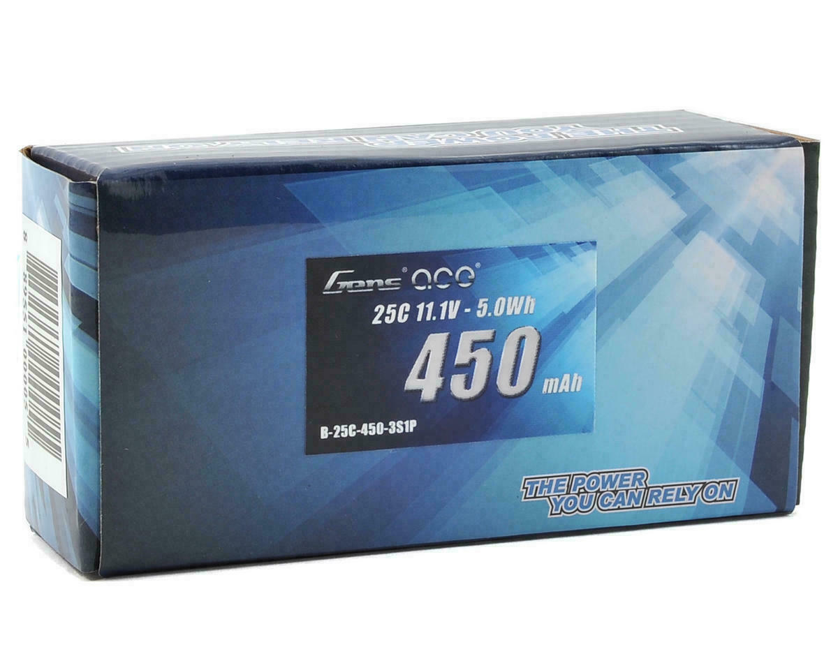 2x Gens Ace 450mAh 11.1V 25C 3S Lipo RC Airplane Battery Pack With JST Plug