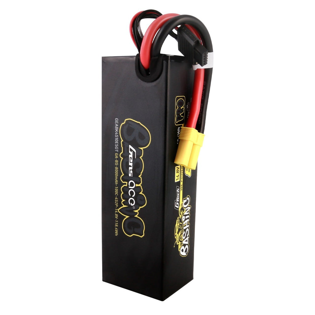 2x Gens Ace 4S 8000mah 100C 14.8v Bashing Pro G-tech Lipo Battery Pack EC5 Plug