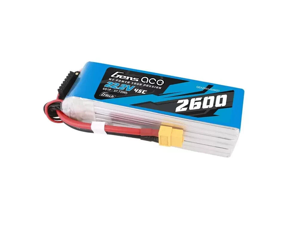 Gens Ace G-Tech GTech GTec Smart 6S LiPo Battery 45C 22.2V 2600mAh GEA266S45X6GT