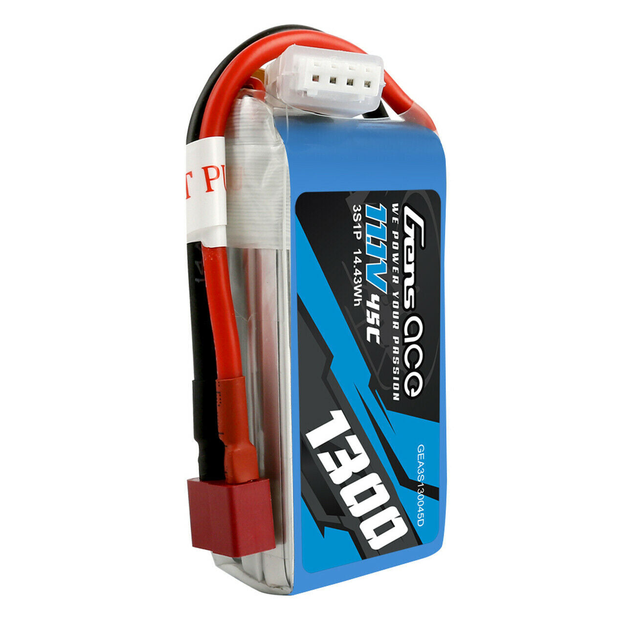 Gens Ace 1300mAh 11.1V 45C 3S Lipo RC Airplane Battery Pack With Deans Plug