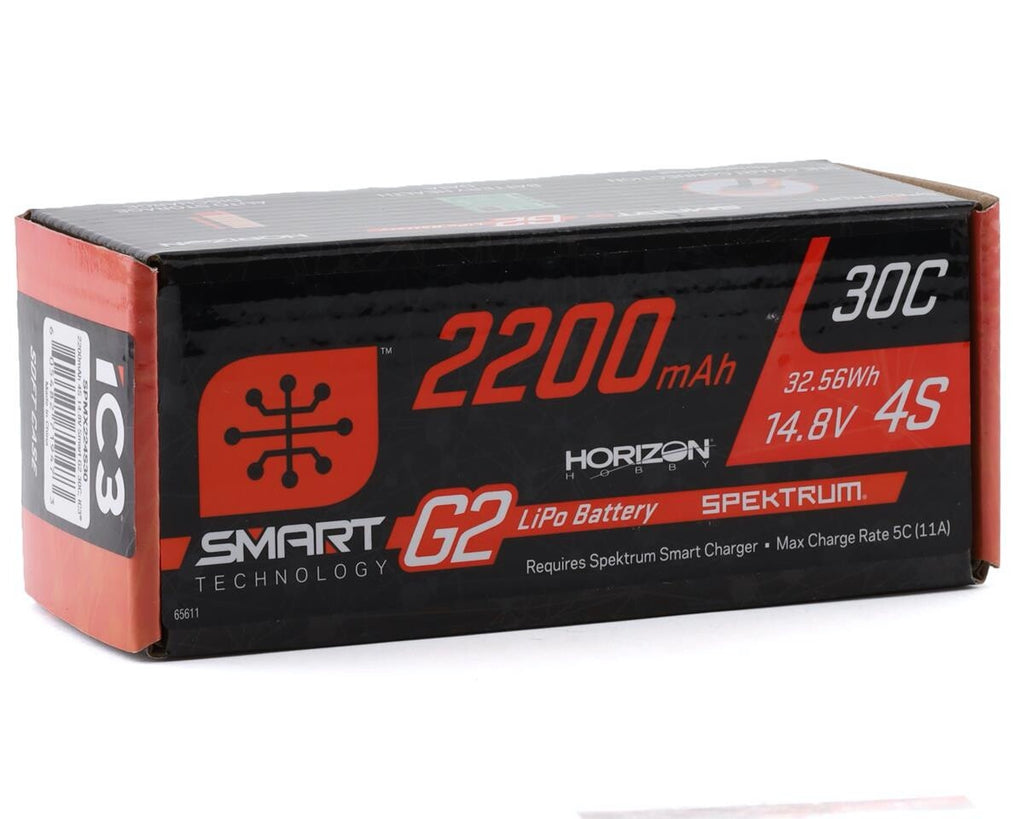 Spektrum RC 4S 14.8V 2200mAh Smart G2 LiPo 30C Battery Pack w/IC3 Connector
