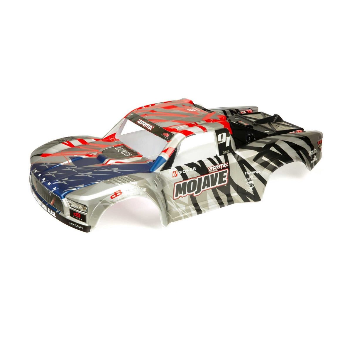 ARRMA ARA411005 Mojave 6S BLX 1/7 Silver Red Painted Body Shell with Decals