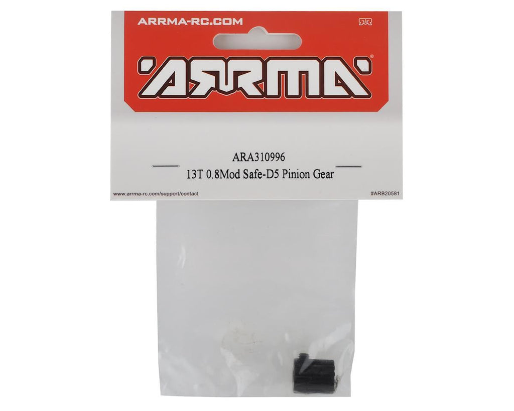 Arrma Safe-D5 Steel Mod 0.8 Pinion Gear 13T ARA310996 : Typhon 3S BLX RC Buggy