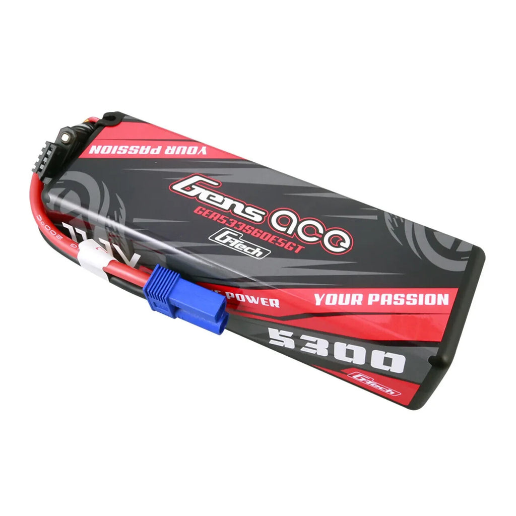 Gens Ace 5300mAh 11.1V 60C 3S HardCase RC Car / Truck Lipo Battery w/ EC5 Plug