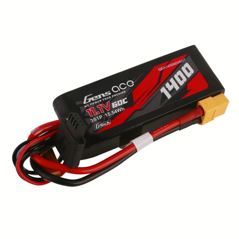 4X Gens Ace 1400mAh 11.1V 60C 3S G-Tech Lipo Battery XT60 For 1/16 Traxxas Cars