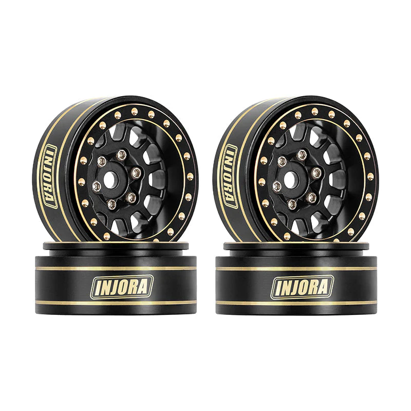 INJORA YQW-1101BK 1.0 Plus Brass Beadlock Wheels 12-Spoke -3.75mm TRX4M SCX24