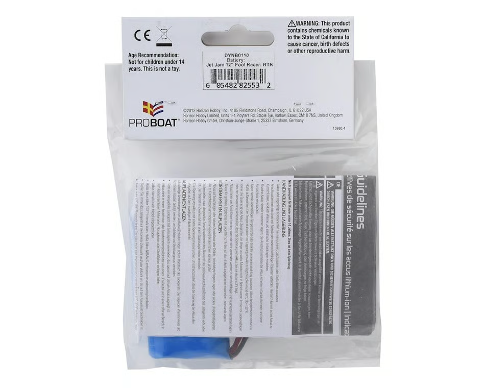 Dynamite DYNB0110 7.4V 1500mAh 2S Li-Ion Battery Jet Jam Pool Racer Battery