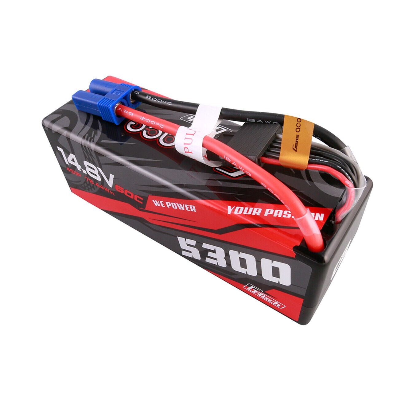 Gens Ace G-Tech 5300mAh 14.8V 60C 4S Lipo Battery HardCase EC5 For 1/8 RC Buggy