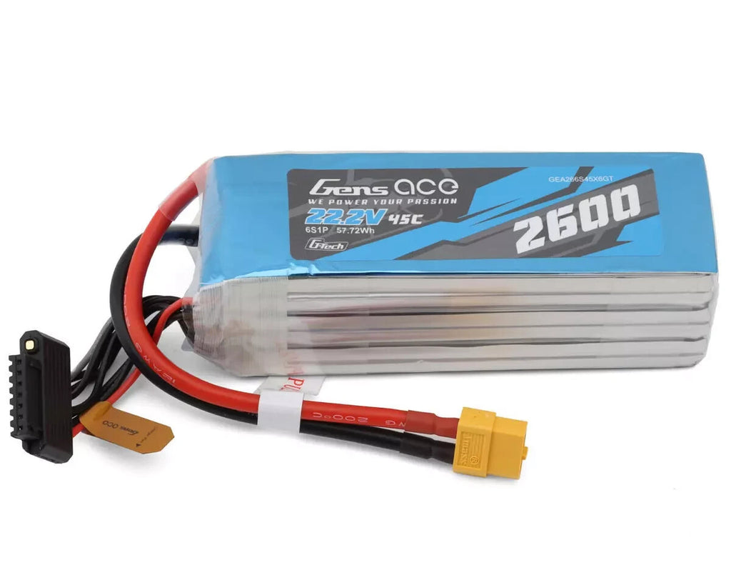 2x Gens Ace G-Tech GTech GTec Smart 6S LiPo Battery 45C 22.2V 2600mAh : 500 Size