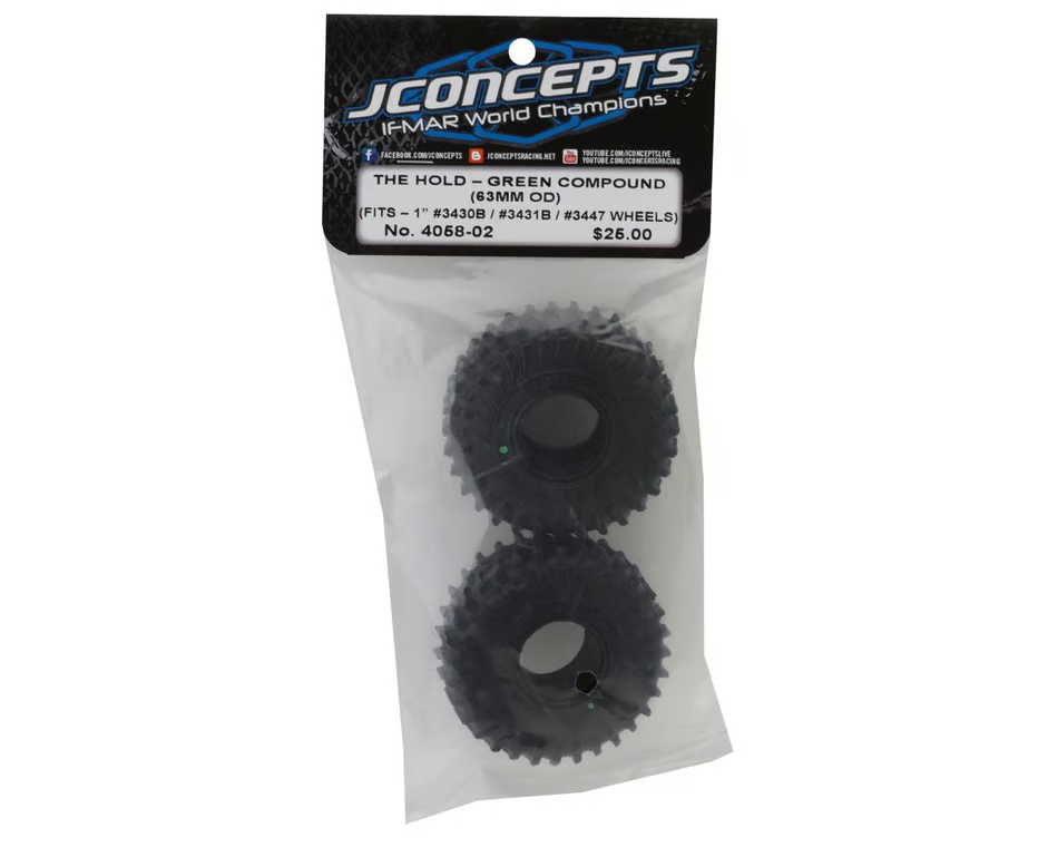 1/24 The Hold 1.0" Crawler Tires and Inserts, Green Compound (2) JCO4058-02