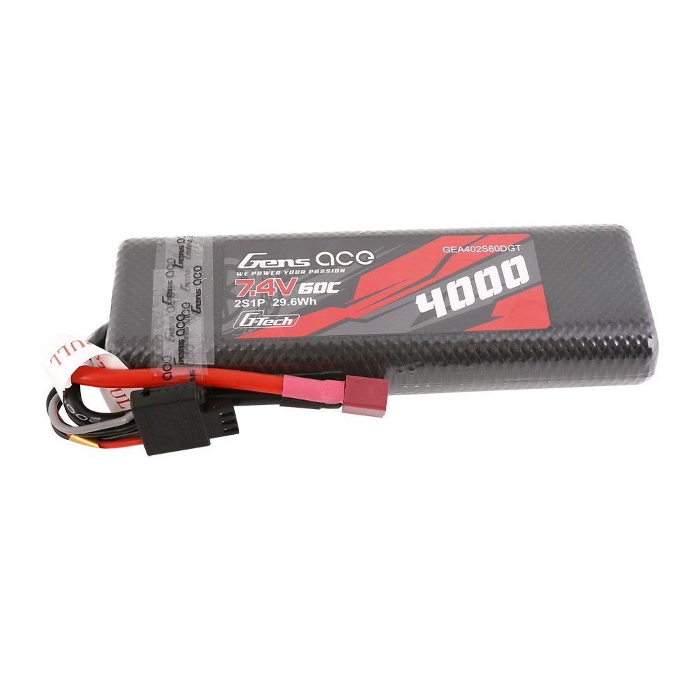 Gens Ace 4000mAh 2S 60C 7.4V HardCase G-tech Lipo Battery Pack With Deans Plug
