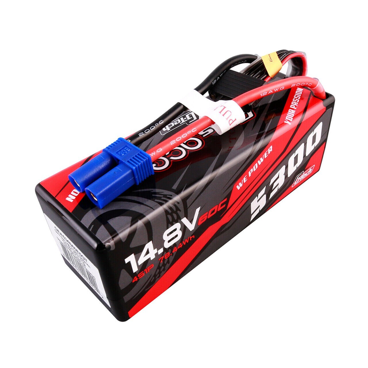 Gens Ace G-Tech 5300mAh 14.8V 60C 4S Lipo Battery HardCase EC5 For 1/8 RC Buggy