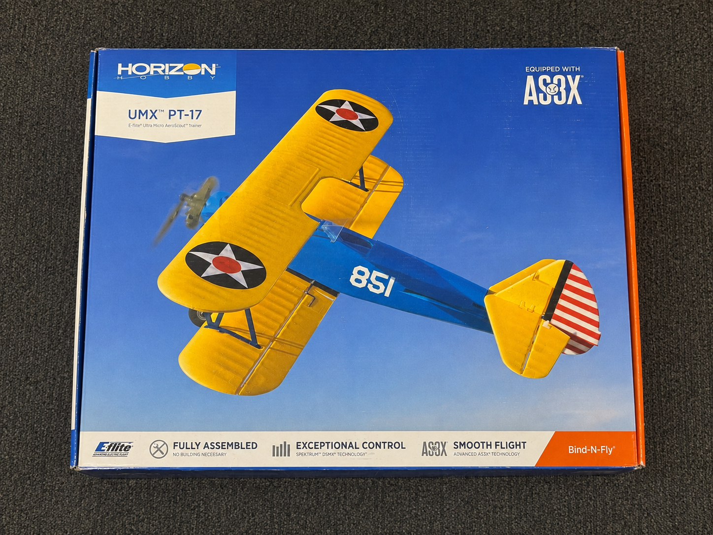 Excellent E-flite EFlite UMX PT-17 PT17 BNF RC Airplane AS3X 388mm EFLU3080