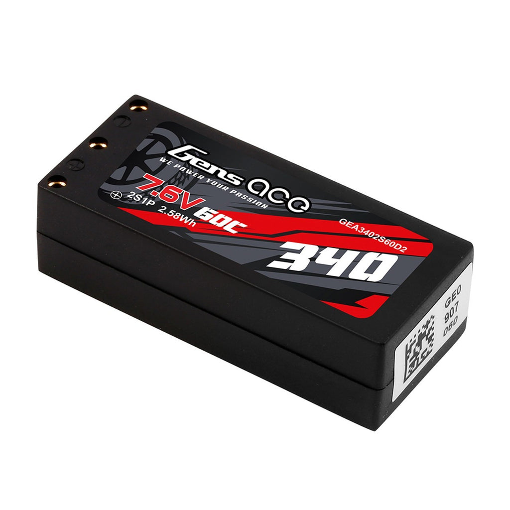 Gens ace 340mAh 2S 60C 7.6V HV Lipo Battery with XT60 Plug : 1/24 1/28 Cars