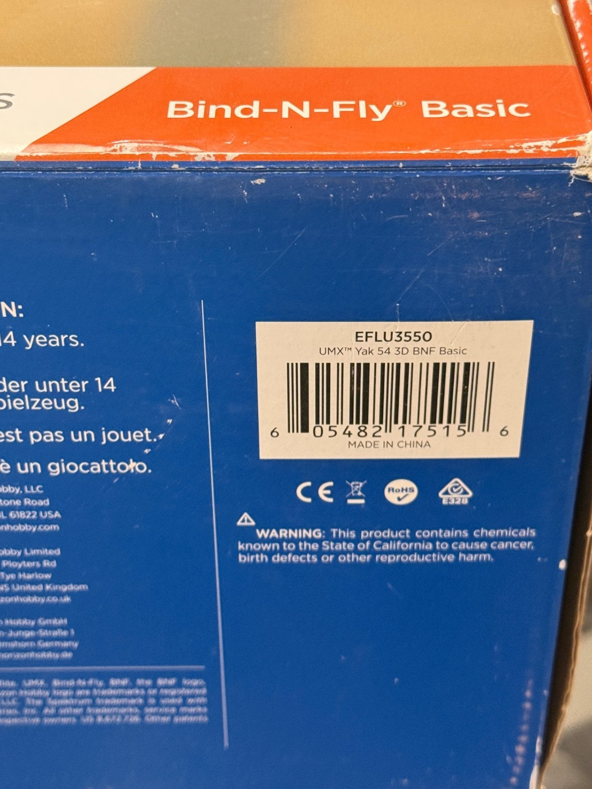 E-flite EFlite UMX Yak 54 3D Indoor RC Remote Control Electric Airplane EFLU3550