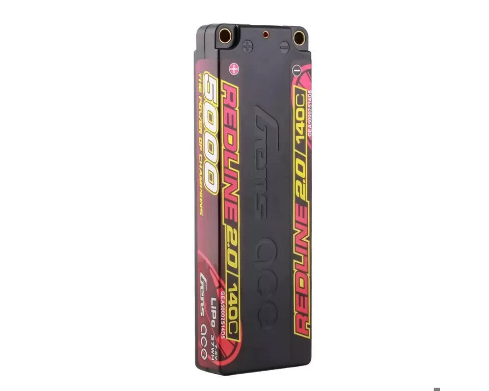 2x Gens Ace Redline 2.0 2S LiHV Battery 140C 7.6V / 5000mAh w/5mm Bullets