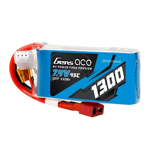 Gens Ace 1300mAh 2S 7.4V 45C RC Airplane Lipo Battery Pack W/ Deans T Ultra Plug