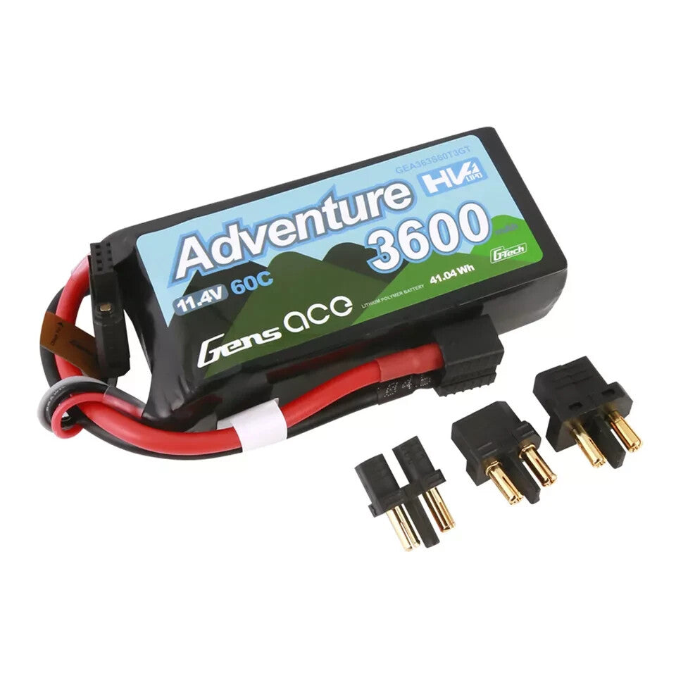 Gens Ace 11.4V 3600mAh 3S 60C Adventure Lipo RC Car Crawler Truck Battery : XT60