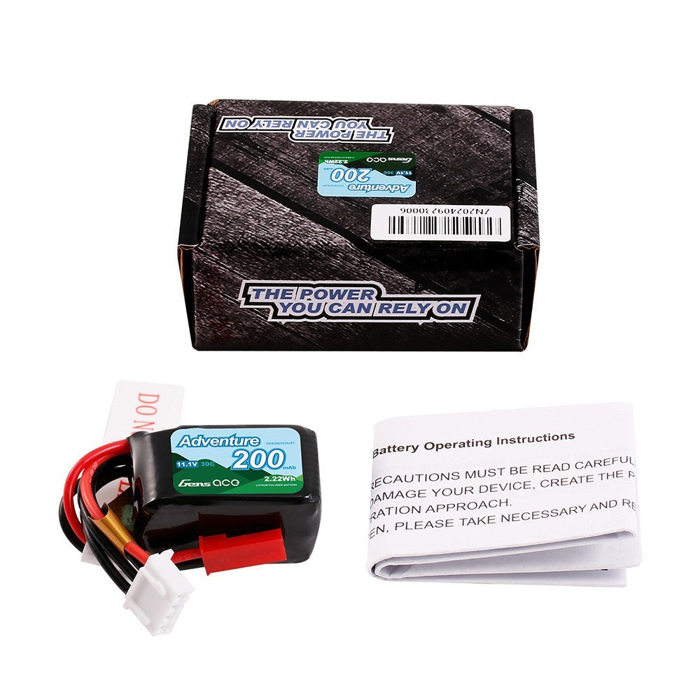 4x Gens Ace 200mAh 3S 11.1V 30C Lipo RC Truck / Airplane Battery Pack JST Plug