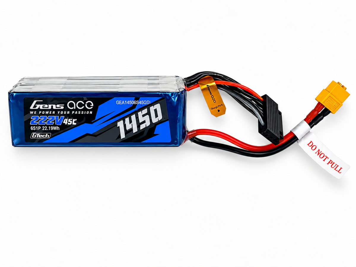 Gens Ace 6S LiPo RC Helicopter Battery 45C 22.2V 1450mAh GEA14506S45X6