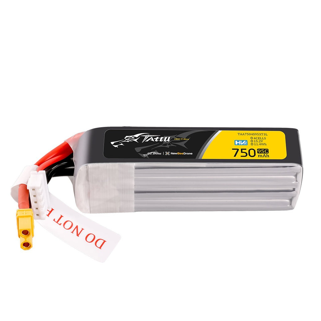 4x Tattu 750mAh 4S 95C 15.2V R-Line HV Lipo RC Drone Battery Pack with XT30 Plug