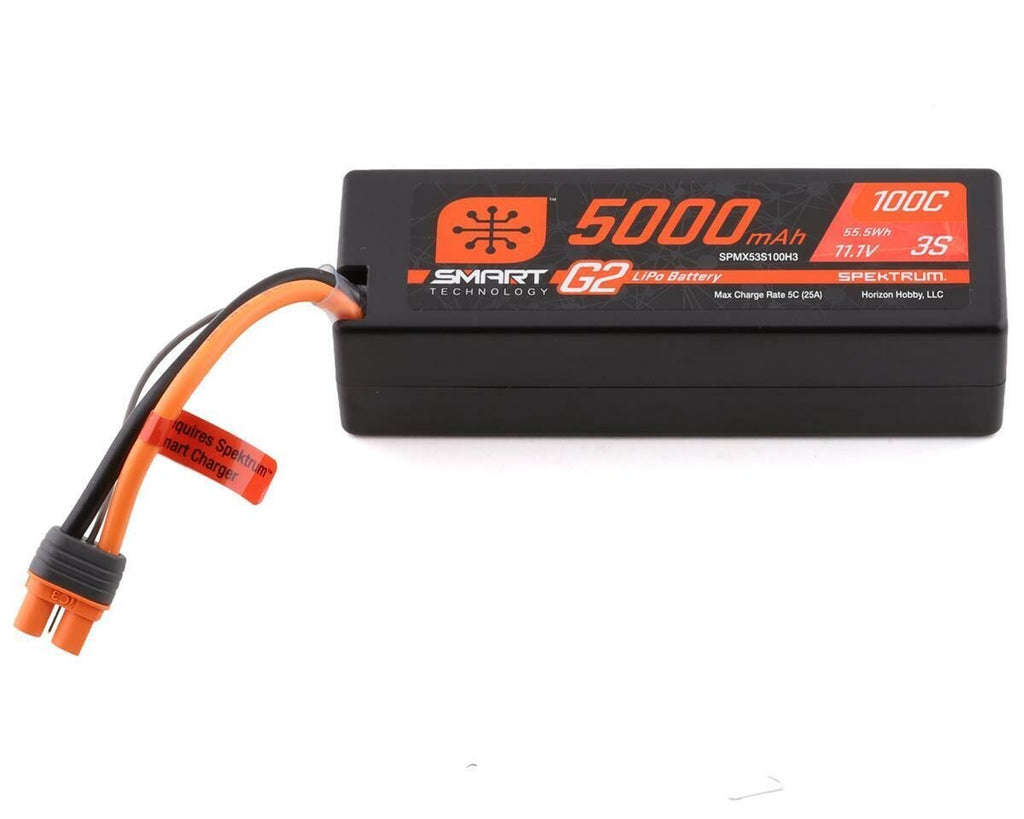 Spektrum RC 3S Smart G2 LiPo Hard Case 100C Battery Pack 11.1V / 5000mAh IC3