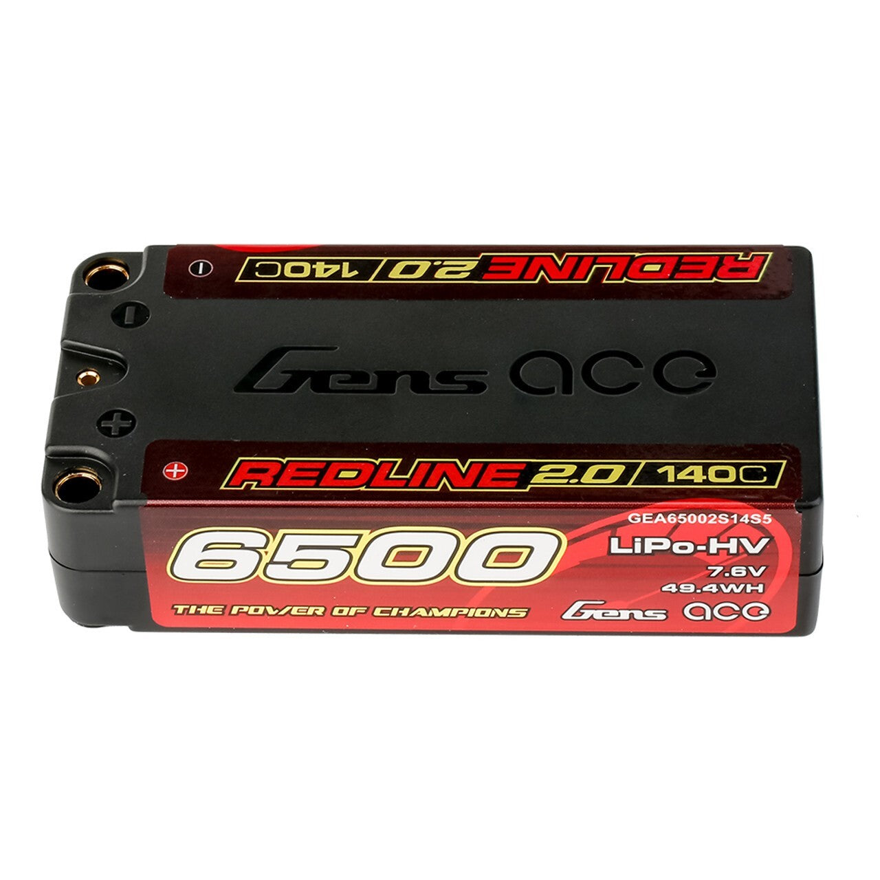 Gens ace Redline 2.0 6500mAh 2S 140C 7.6V Lipo RC Car Battery with 5.0mm Bullet