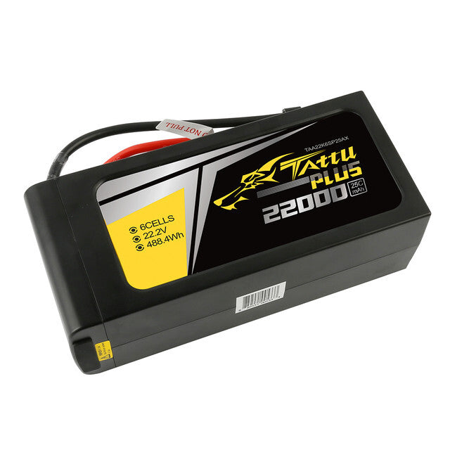 Tattu 22000mAh 25C 22.2V 6S Lipo Smart Battery AS150 + XT150 Plug : DJI Drone