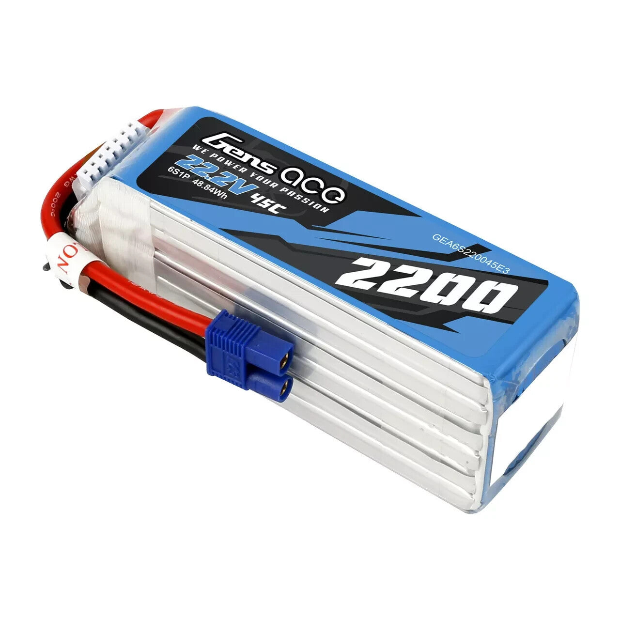 Gens Ace 6s 22.2v 2200 mAh 45c Lipo Battery W/ EC3 For Rc Helicopter / Airplane