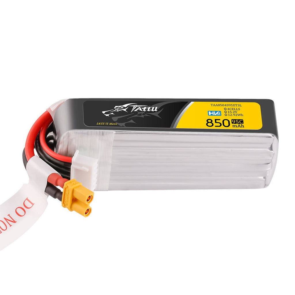 Tattu 850mAh 4s 95C 15.2V HV Lipo RC Airplane Battery Long Pack With XT30 Plug
