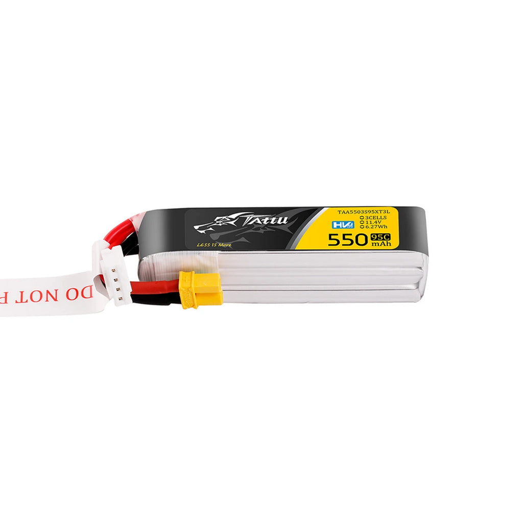 Tattu 550mAh 3S 95C 11.4V HV Lipo RC Airplane Battery Long Pack With XT30 Plug