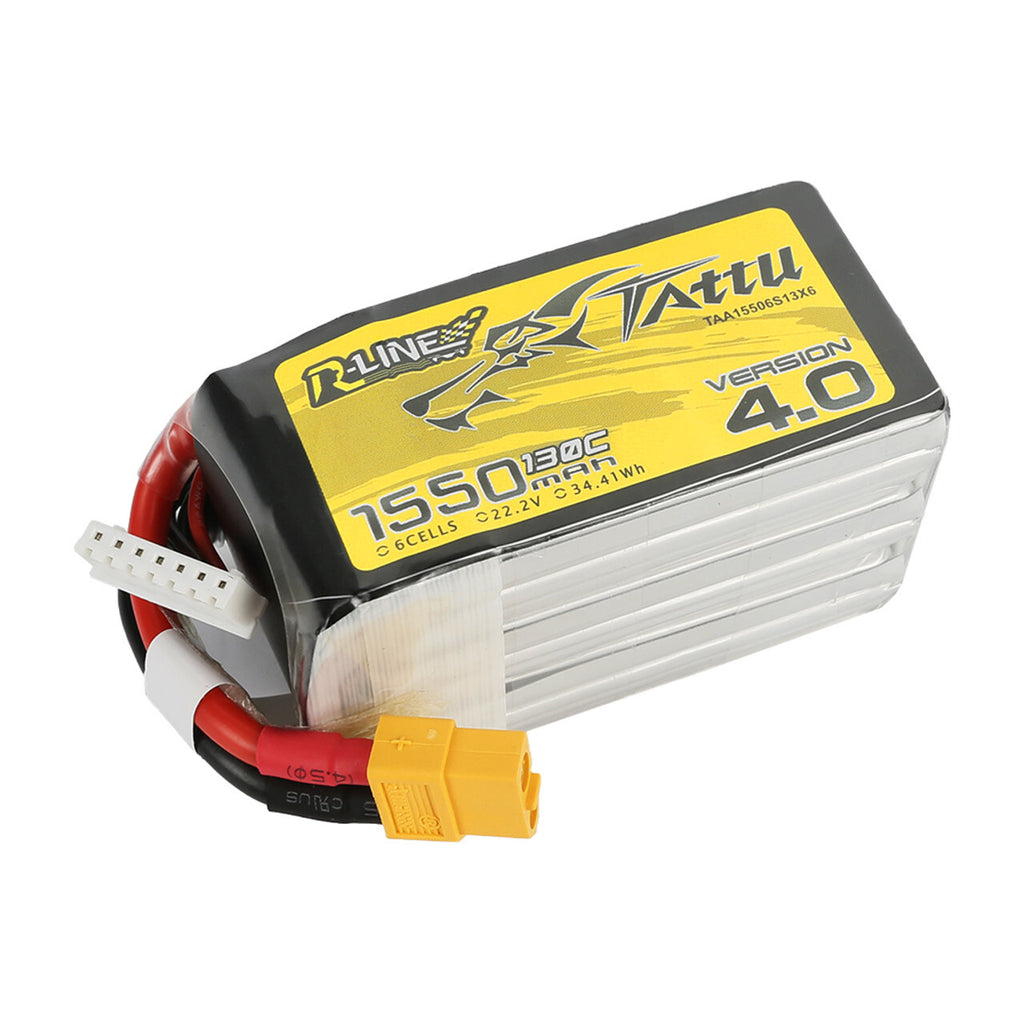 2x Tattu R-Line Version 4.0 1550mAh 22.2V 130C 6S Lipo Battery Pack W/ XT60 Plug