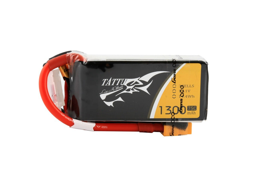 Tattu 1300mAh 3S 11.1v 75C Lipo RC Airplane Battery Pack With XT60 Plug