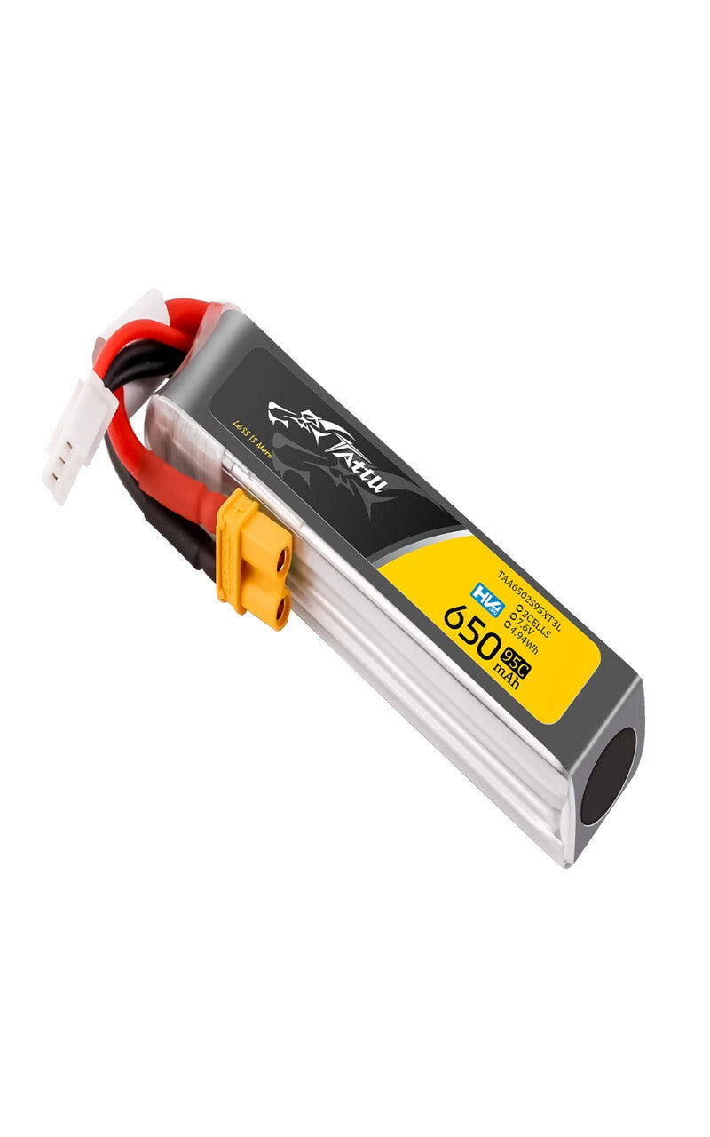 Tattu 650mAh 2S 95C 7.6V HV Lipo RC Airplane Battery Long Pack With XT30 Plug