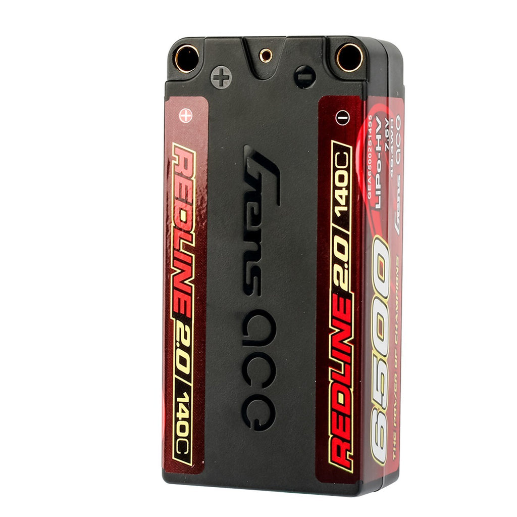 Gens ace Redline 2.0 6500mAh 2S 140C 7.6V Lipo RC Car Battery with 5.0mm Bullet