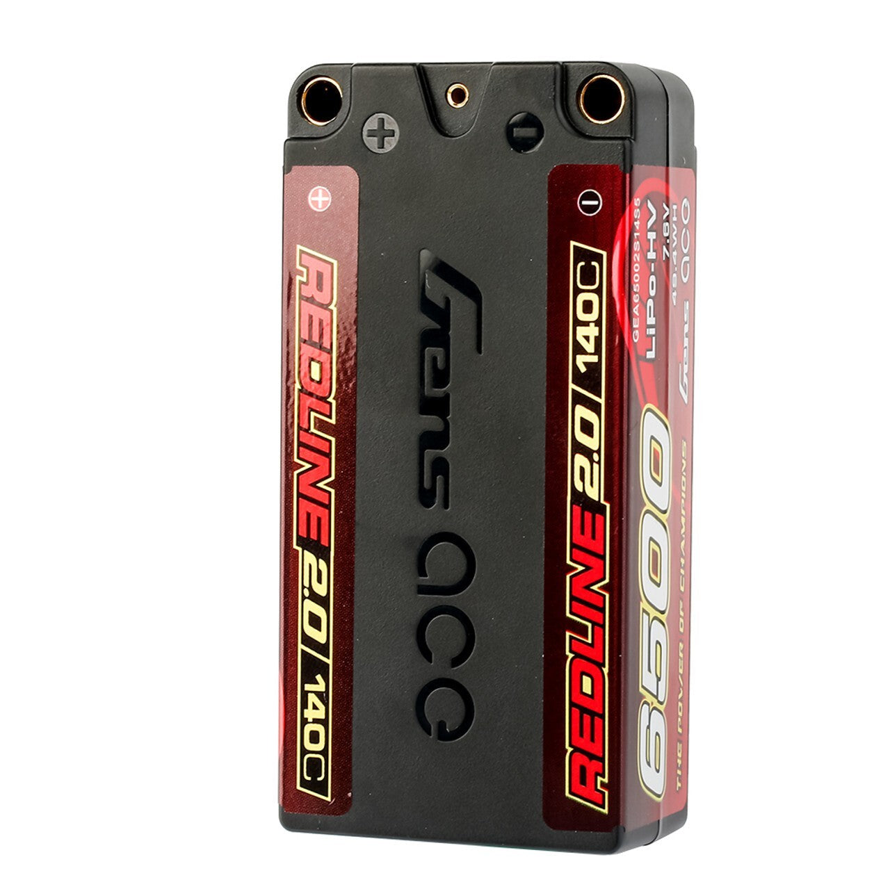 Gens ace Redline 2.0 6500mAh 2S 140C 7.6V Lipo RC Car Battery with 5.0mm Bullet
