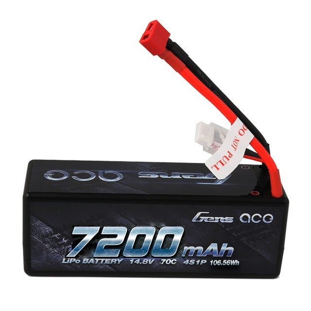 Gens Ace 7200mAh 4s 70C 14.8V HardCase Lipo RC Car Battery with Deans T Plug